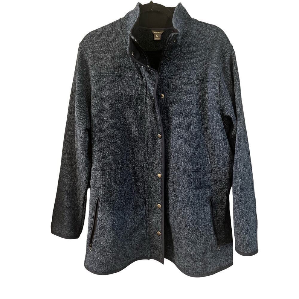 Eddie Bauer Women’s Field Sweater Coat Navy Blue Zip Up Pockets Size 2XL